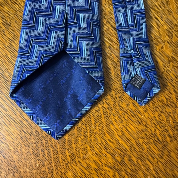 D’este Vintage Blue Silk Brocade Tie - Picture 3 of 5